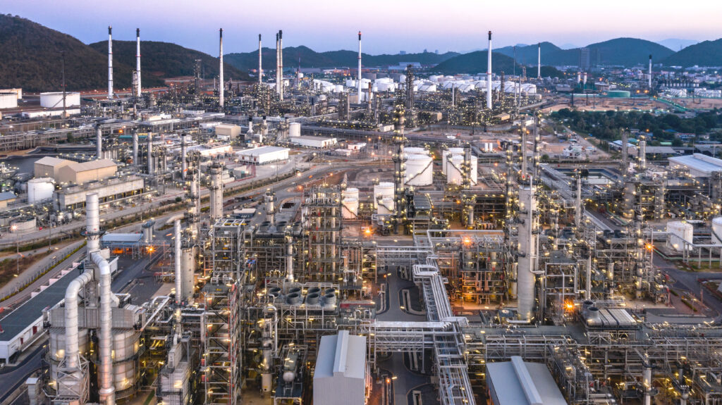 Aerial view of oil and gas refinery plant,Industry Petrochemical